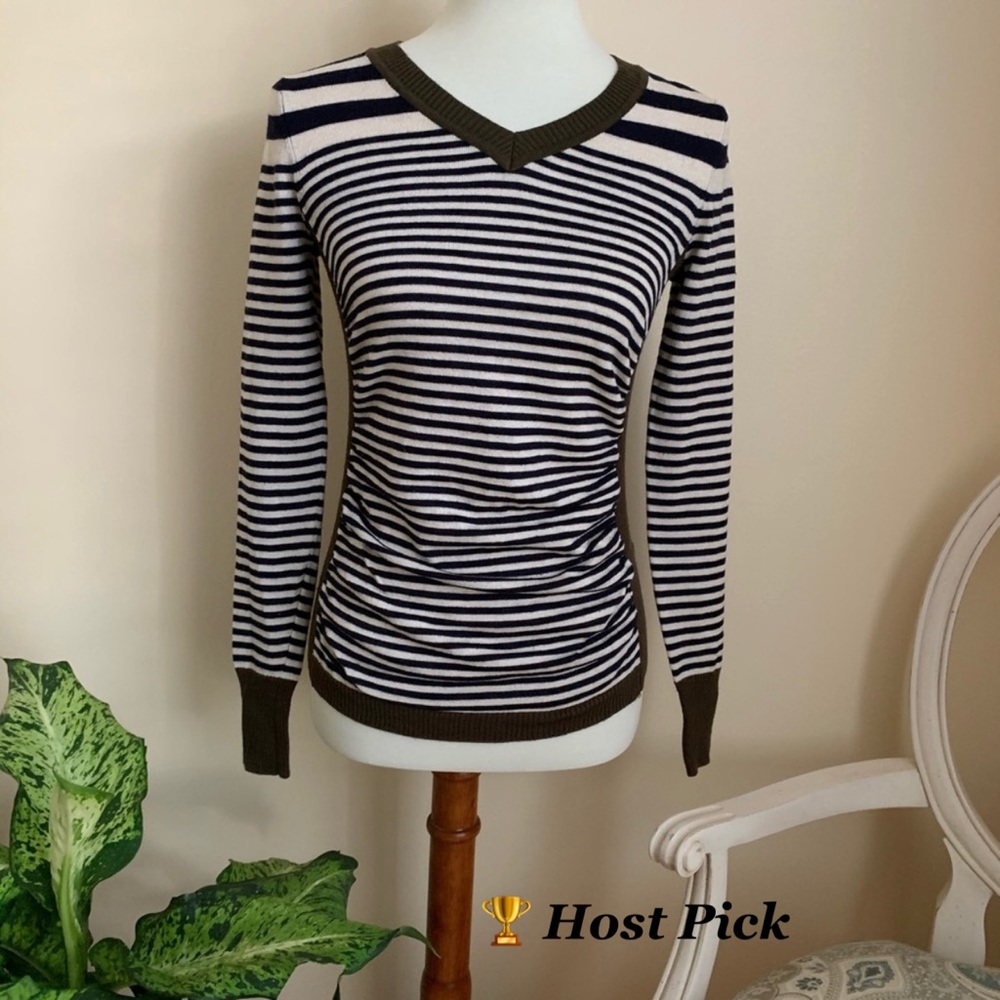 Striped V-Neck Long Sleeve Sweater